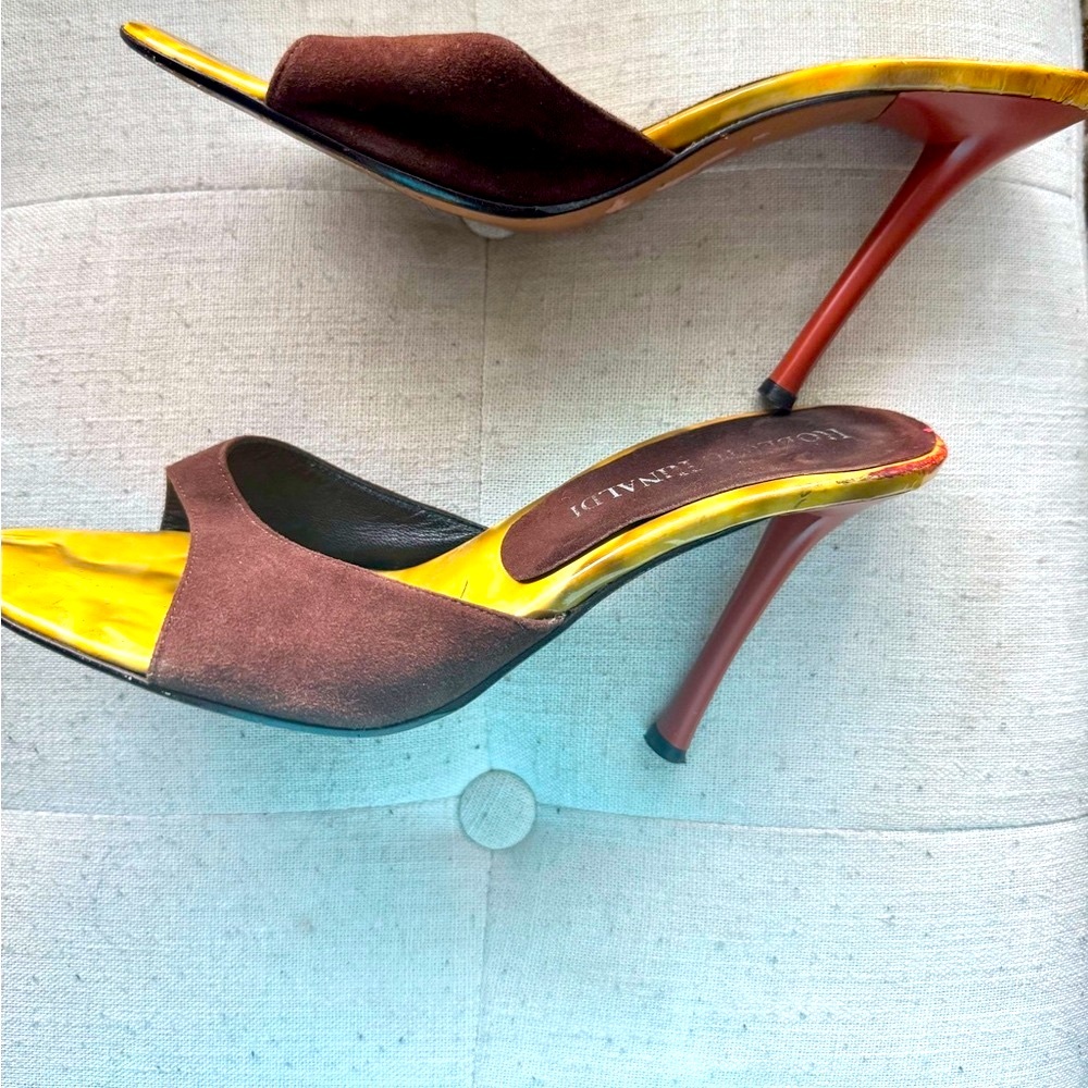Elegant Suede Brown and burnt 🥵 orange Heels